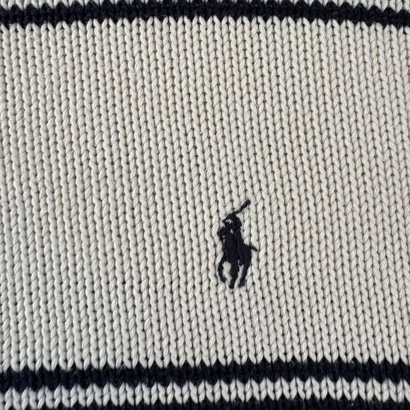 Polo Ralph Lauren White with Blue Stripes Sweater 100% Cotton Men’s Size XL - Picture 6 of 16